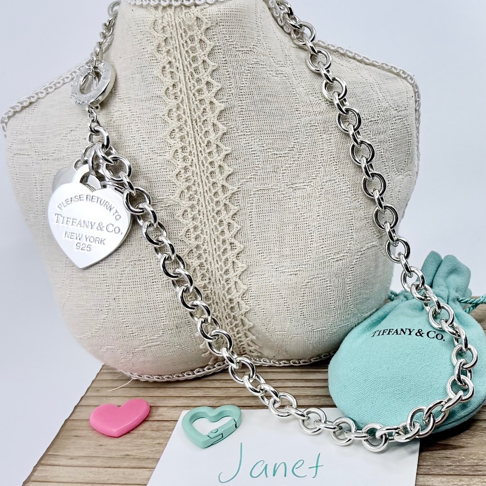 LONG 20" Tiffany & Co. XL Heart Tag Toggle Necklace in Silver - Picture 2 of 10